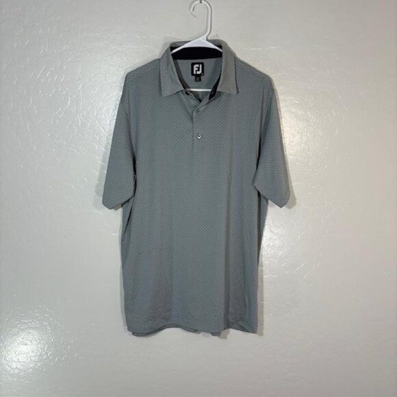 FootJoy Polo Shirt Mens Large Gray Micro Dot Golf Performance Wicking Stretch - Picture 1 of 7